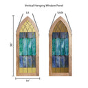 36" H Aqua Victorian Cathedral-Inspired Stained Glass Window Panel