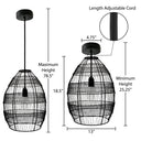 18.5"H Woven Modern Cage Oversized 1-Light Pendant