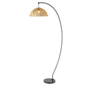Raina River of Goods Black Metal and Natural Rattan Boho 77-Inch Floor Lamp