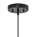 1-Light Black Metal Cage and Walnut-Stained Wood Pendant