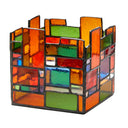 4.75" W Tiffany-Style Geometric Stained Glass Candle Holder