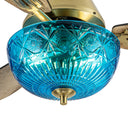 42" W Valencia LED Indoor Blue Hand-Cut Glass and Gold Finish Ceiling Fan with Remote Control