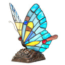 9"H Tiffany Stained Glass Flying Butterfly Accent Lamp