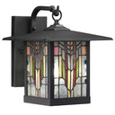 River of Goods Red Stained Glass and Black 1-Light Outdoor Lantern Wall Sconce