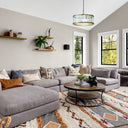 17" W Angelina Gold Metal and Beveled Glass Pendant