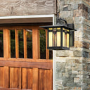 11.75"H Prairie 1-Light Stained Glass Black Outdoor Light Fixture