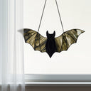 16" W Tiffany-Style Halloween Black Bat Stained Glass Window Panel