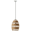12.75" W 1-Light Kasey Rattan and Metal Pendant