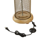 23" H Remi Mesh Metal and Mango Wood Pedestal Floor Lamp