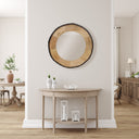 30.5" Dashley Round Wood and Glass Wall Mirror