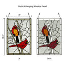 18.5"H Northern Cardinal Songbird Stained Glass Window Panel