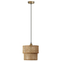 12" W 1-Light Alvero Metal and Rattan Pendant
