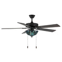 52" W Magna Carta Indoor Tiffany Stained Glass Oil Rubbed Bronze Ceiling Fan with Remote Control