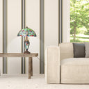 24.5" H Victorian Green Dome Shade Double Lit Tiffany-Style Stained Glass Table Lamp