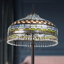 64" H Veronica Blue Stained Glass Dome Shade Candlestick Floor Lamp