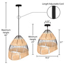Bertram 19"W Asymmetrical Jute and Black Pendant Light