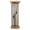 23" H Remi Mesh Metal and Mango Wood Pedestal Floor Lamp