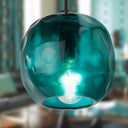 6" W Anthony Retro Teal Hand-Blown Glass Globe Shade Pendant Light with Hand Cut Polka Dot Design