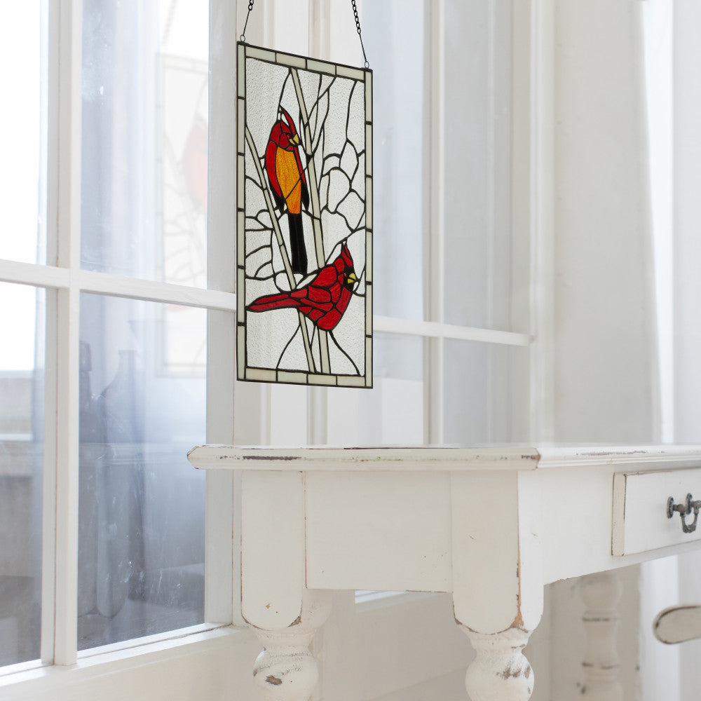 River of Goods Northern Cardinal Stained Glass Window Panel - Thumbnail 4