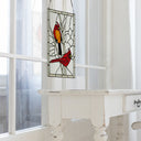 18.5"H Northern Cardinal Songbird Stained Glass Window Panel