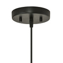 1-Light Black Metal Cage and Brown Wood Pendant