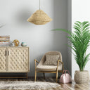 22" W 1-Light Minka Metal and Jute Pendant Light