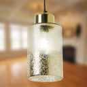 6" Callie Textured Metallic Gold and Clear Ombre Glass Cylinder-Shaped Pendant Lamp
