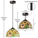 10" W Evelina Yellow Sunflowers Stained Glass Dome Shade Pendant Light