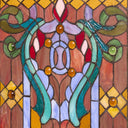 28"H Stained Glass Fleur de Lis Fireplace Screen