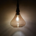 8.5" W Chopin Gold and Amber Glass, Metal, Mango Wood, and Jute Hanging Pendant Light