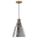 11 in. Gold 1-Light Pendant with Painted Silver Glass Shade