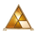 11" H Stained Glass Triangle Shade Wood Base Accent Lamp