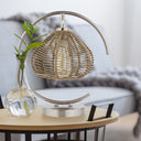 13.75"H Brushed Nickel Iron Table Lamp with Rattan Shade