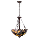 18" W Colorful Maple Victorian Multicolor Stained Glass Bowl Shade Pendant