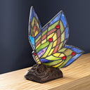 9.5"H Stained Glass Butterfly Wings Accent Lamp