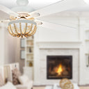 52"W Wooden Chandelier 5-Blade LED Ceiling Fan