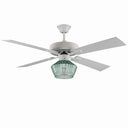 Eva River of Goods Remote Controlled Ribbed Green Sea Glass Shaded 1-Light 52-Inch Ceiling Fan