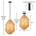 Imani 17"W Black and Tan Jute Pyramid Pendant Light
