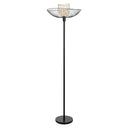 71"H Black Metal 1-Light Floor Lamp with Painted Metal Shade