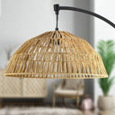 Raina River of Goods Black Metal and Natural Rattan Boho 77-Inch Floor Lamp