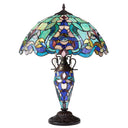 24" H Margaret Double Lit Teal Tiffany Style Stained Glass Table Lamp -On