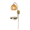 32.75”H Candlestick Wall Sconce with Tan Rattan Shade