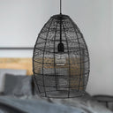 Alessia River of Goods Black Metal Cone-Shaped Woven Pendant Lamp
