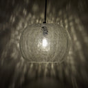 9.75" W Scottie Glam Clear Textured Glass & Black Metal Globe Shade Pendant Light