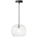 9.75" W Scottie Glam Clear Textured Glass & Black Metal Globe Shade Pendant Light