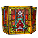 28"H Stained Glass Fleur de Lis Fireplace Screen