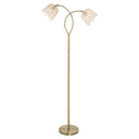61"H Gold-Color Metal Floor Lamp with Rattan Shades