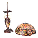 24.5" H Victorian Amber Dome Shade Double Lit Tiffany-Style Stained Glass Table Lamp