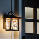 River of Goods Terracotta Stained Glass and Oil Rubbed Bronze 1-Light Outdoor Lantern Wall Sconce