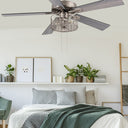 52" 5-Blade LED Industrial Satin Nickel Lighted Ceiling Fan